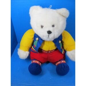 VTG 1993 International Silver White Christmas Teddy Bear Plush Stuffed Animal